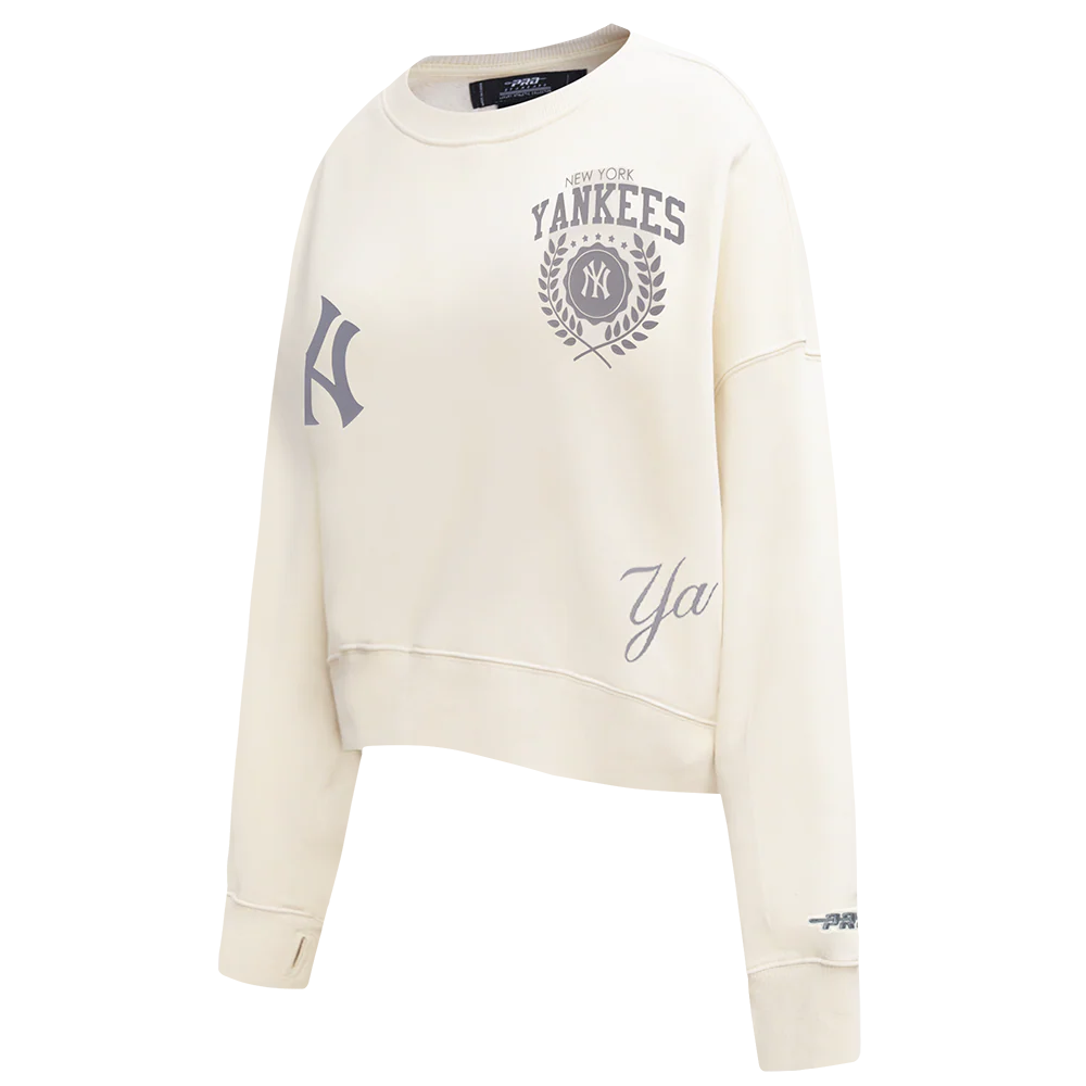 MLB NEW YORK YANKEES STREET TEAM WOMEN'S FLC CREWNECK (EGGSHELL) - Image 5