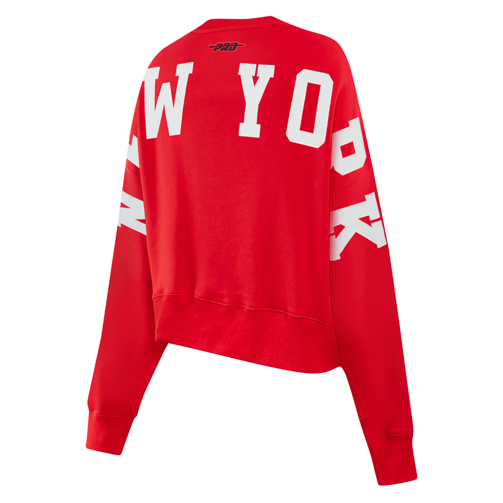 MLB NEW YORK YANKEES WINGSPAN WOMEN'S FLC CREWNECK (RED) - Image 4