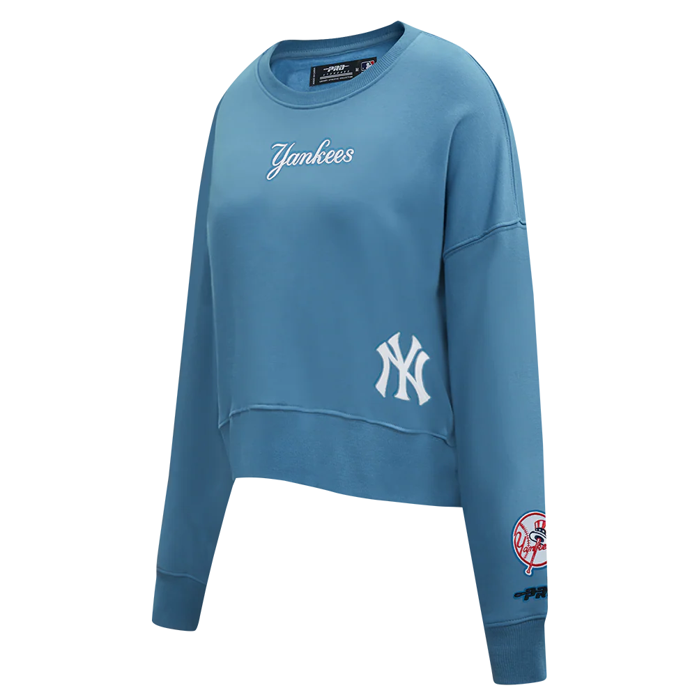 MLB NEW YORK YANKEES WINGSPAN WOMEN'S FLC CREWNECK (STEEL BLUE) - Image 3
