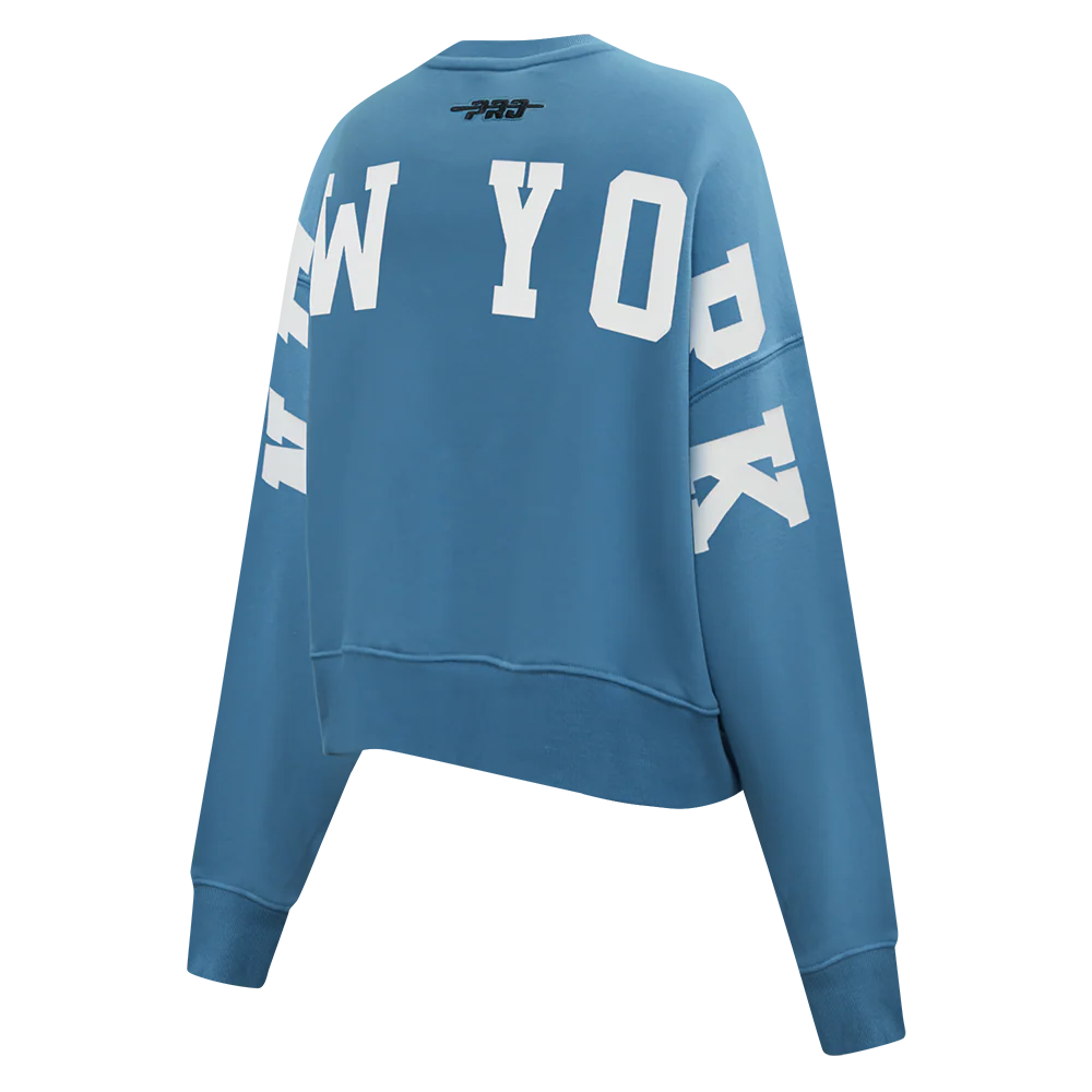 MLB NEW YORK YANKEES WINGSPAN WOMEN'S FLC CREWNECK (STEEL BLUE) - Image 4