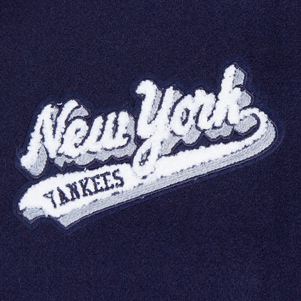 MLB NEW YORK YANKEES SCRIPT TAIL WOMEN'S WOOL VARSITY JACKET (MIDNIGHT NAVY/WHITE) - Image 6