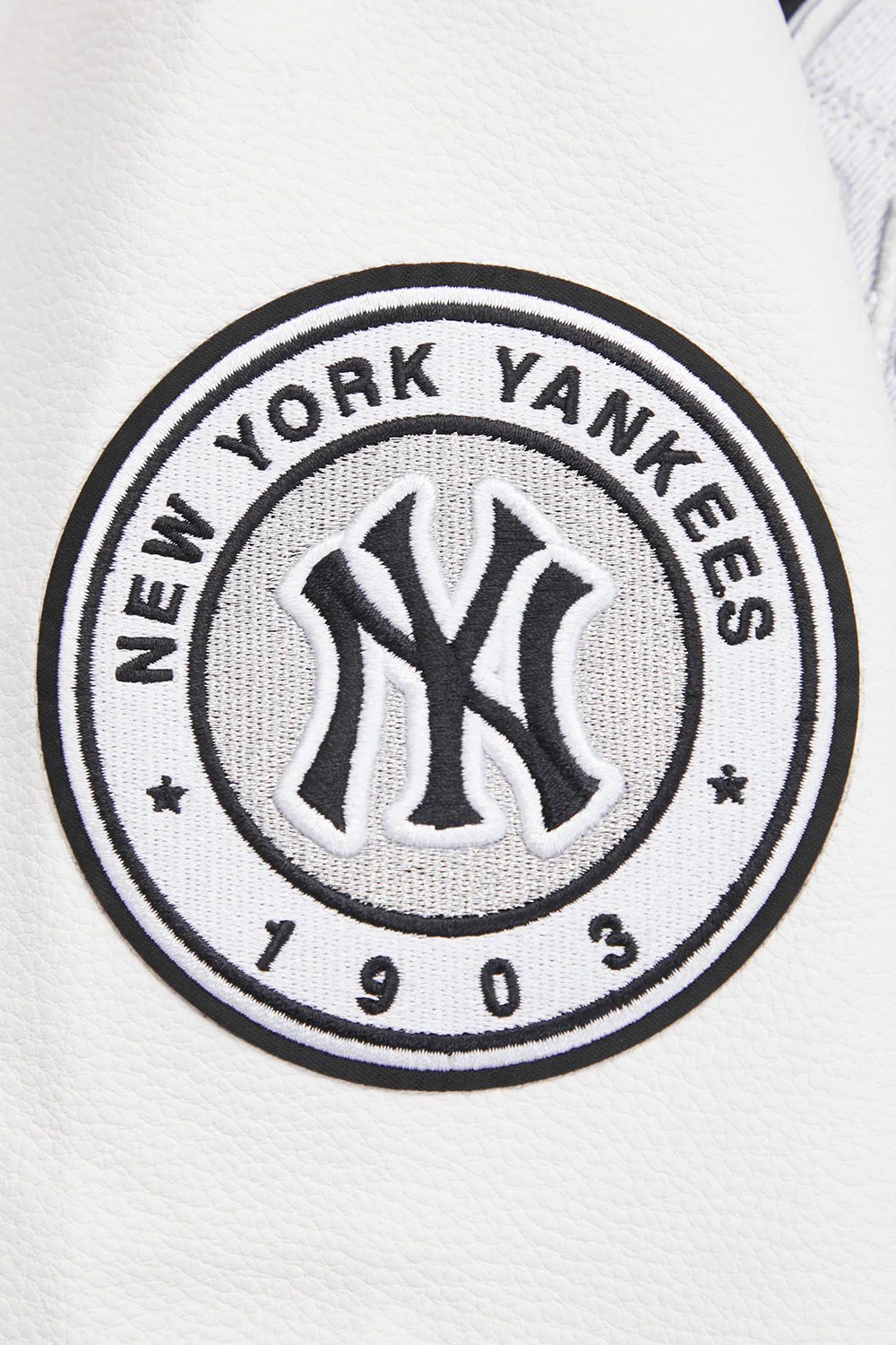 MLB NEW YORK YANKEES PEARLS WOMEN'S RIB WOOL VARSITY JACKET (BLACK/WHITE) - Image 9