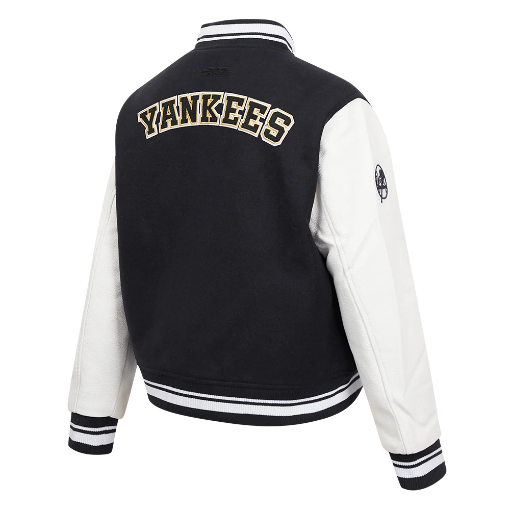 MLB NEW YORK YANKEES PRO PREP RIB WOOL VARSITY WOMEN'S JACKET (MIDNIGHT NAVY/WHITE) - Image 4