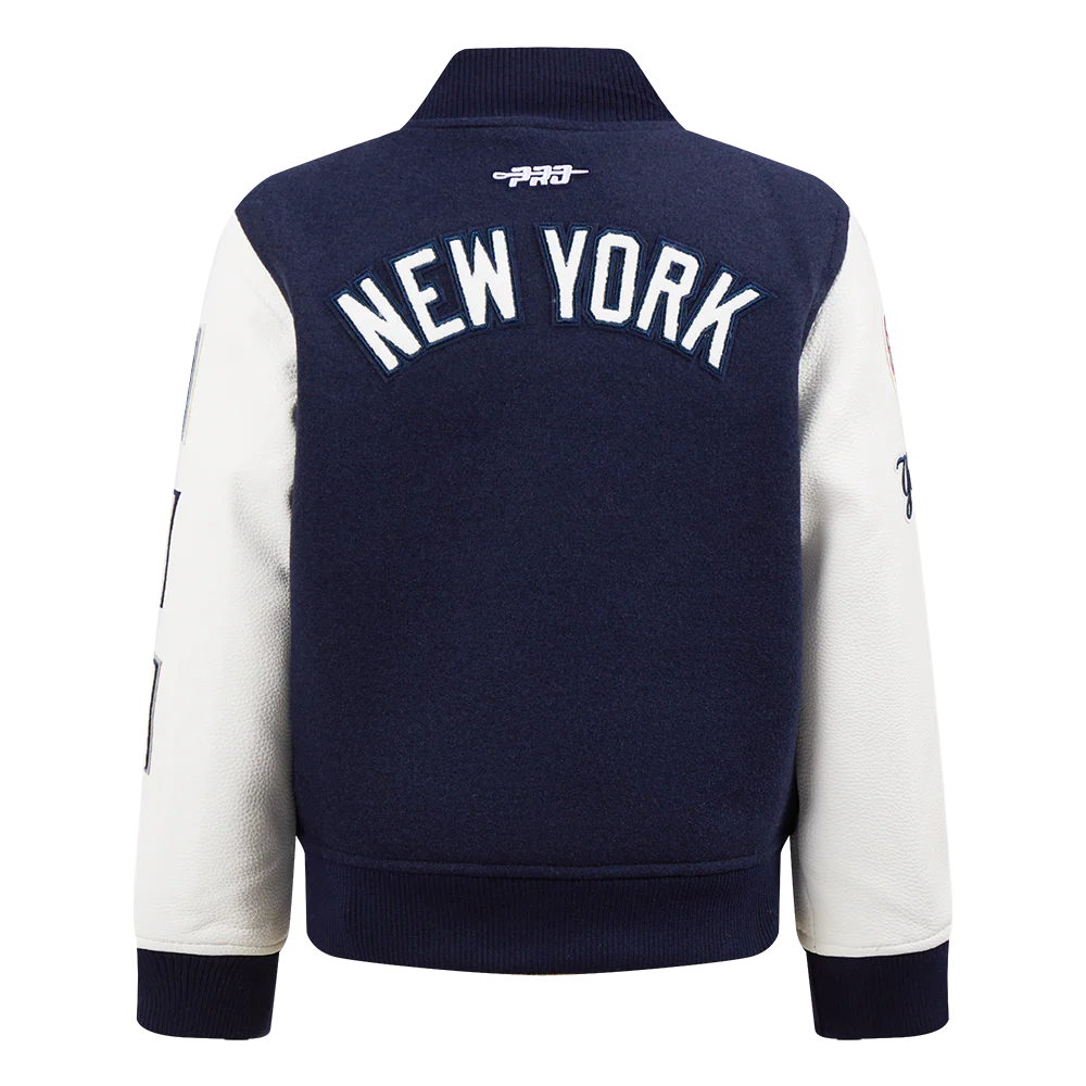MLB NEW YORK YANKEES CLASSIC LITTLE BOYS WOOL VARSITY JACKET (MIDNIGHT NAVY/WHITE) - Image 3