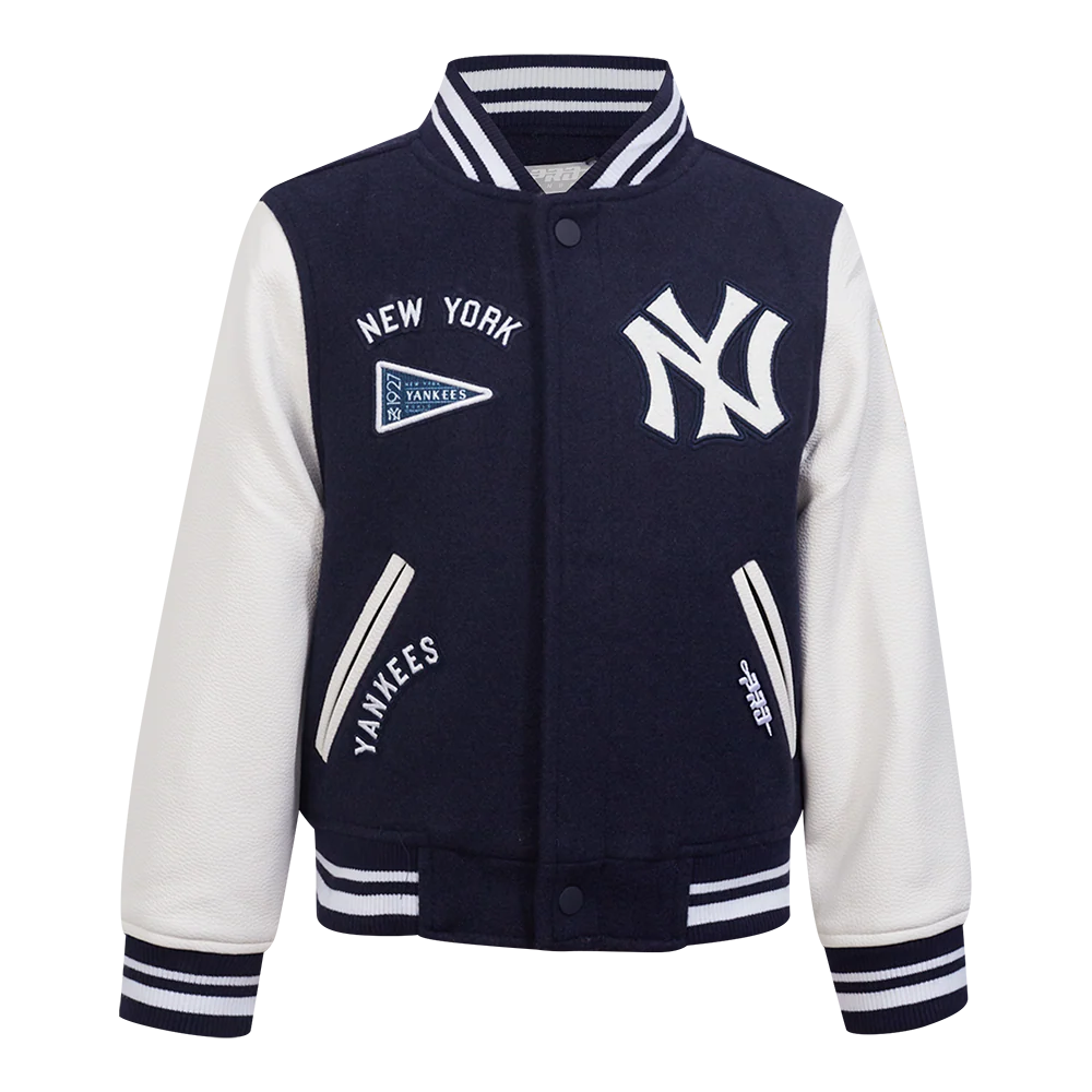 MLB NEW YORK YANKEES RETRO CLASSIC LITTLE BOYS RIB WOOL VARSITY JACKET (MIDNIGHT NAVY/WHITE)