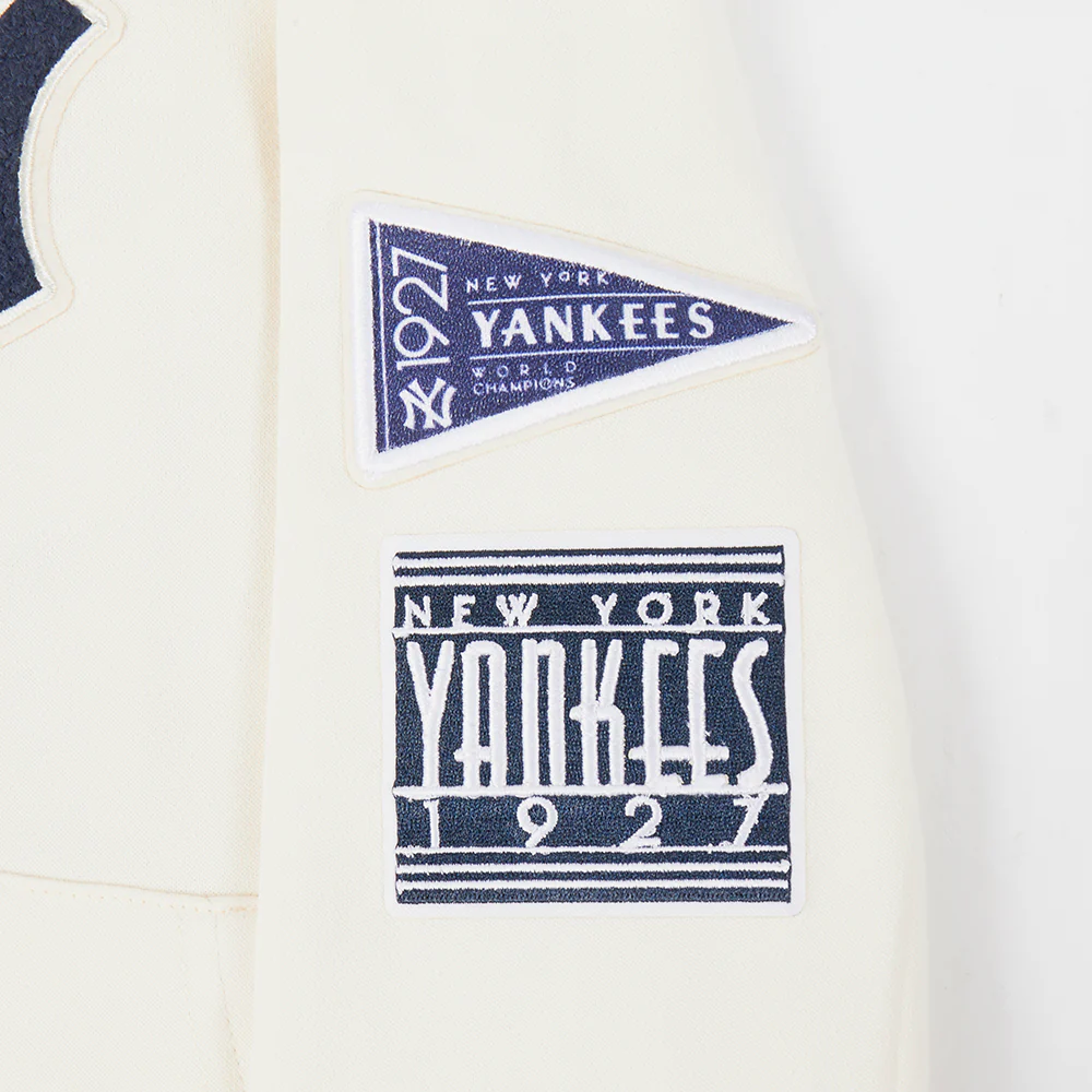 MLB NEW YORK YANKEES RETRO CLASSIC TODDLER BOYS RIB FLEECE PULLOVER HOODIE (EGGSHELL/ MIDNIGHT NAVY) - Image 6