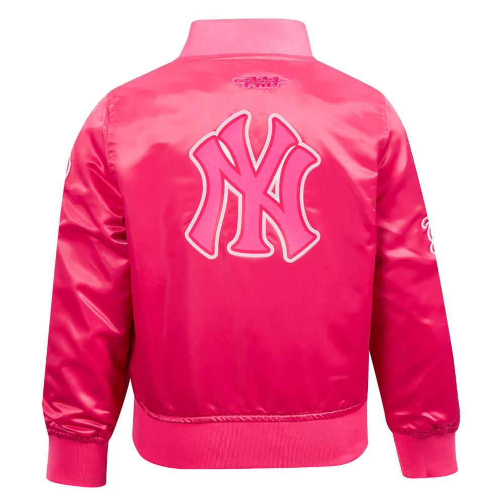MLB NEW YORK YANKEES TRIPLE PINK TODDLER GIRLS SATIN JACKET (BEETROOT PURPLE) - Image 3