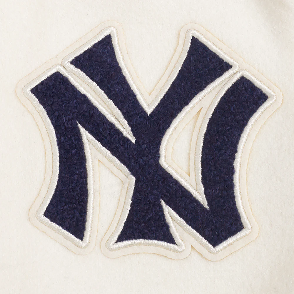 MLB NEW YORK YANKEES RETRO CLASSIC TODDLER BOYS RIB WOOL VARSITY JACKET (EGGSHELL/ MIDNIGHT NAVY) - Image 10