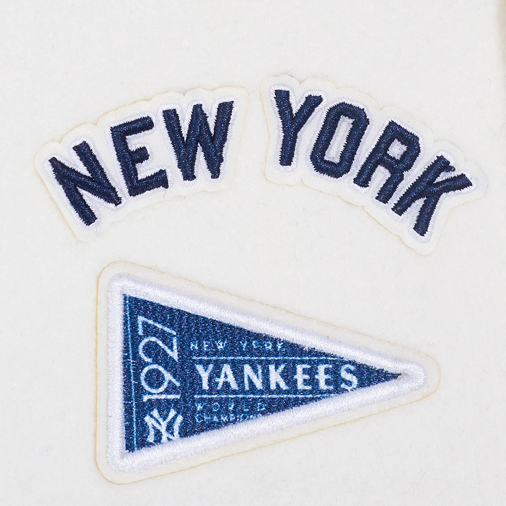 MLB NEW YORK YANKEES RETRO CLASSIC TODDLER BOYS RIB WOOL VARSITY JACKET (EGGSHELL/ MIDNIGHT NAVY) - Image 9