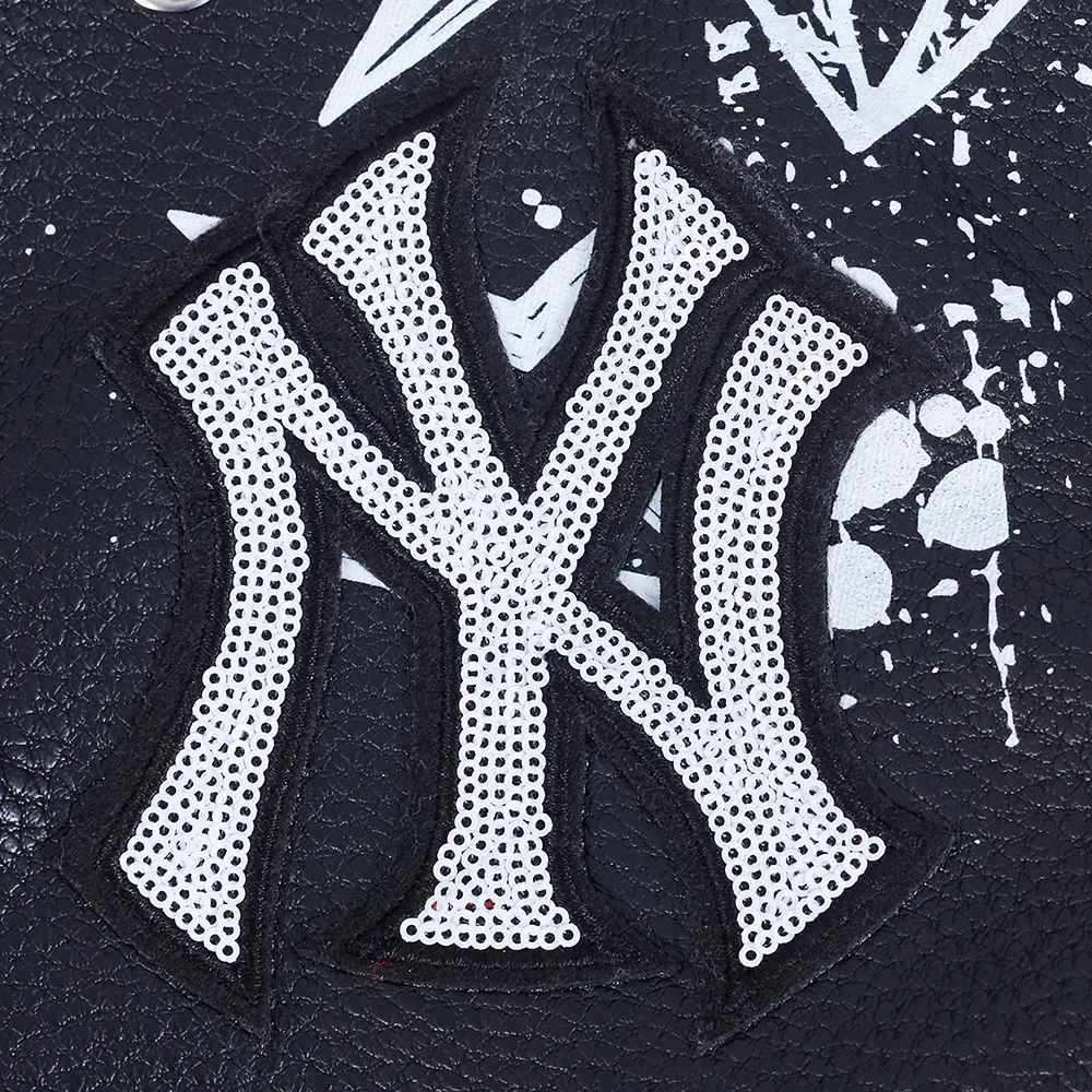 MLB NEW YORK YANKEES SKETCHBOOK WOMEN'S LEATHER JACKET (BLACK) - Image 8
