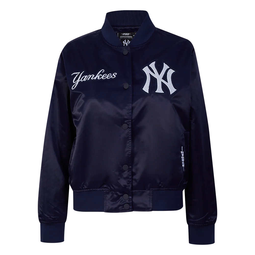 MLB NEW YORK YANKEES GAME DAY CLASSICS WOMEN'S SATIN JACKET (MIDNIGHT NAVY) - Image 3