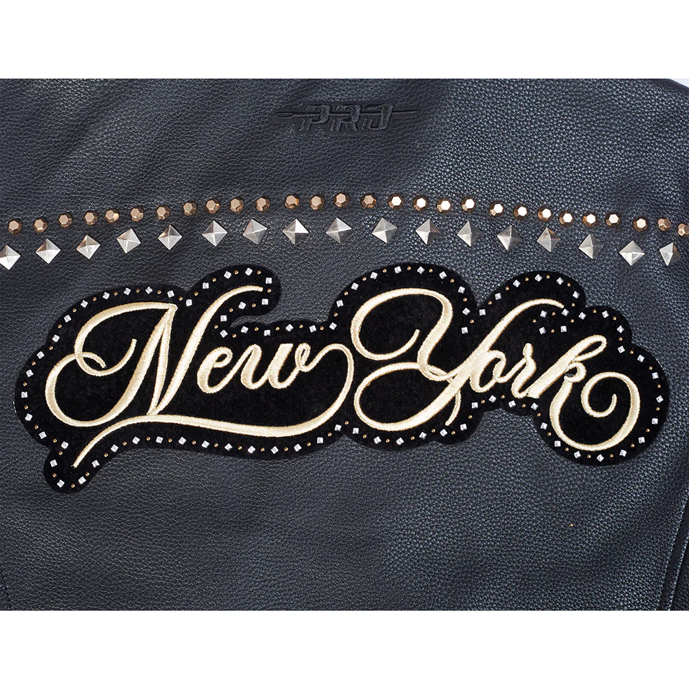 MLB NEW YORK YANKEES RENEGADE WOMEN'S LEATHER JACKET (BLACK) - Image 7