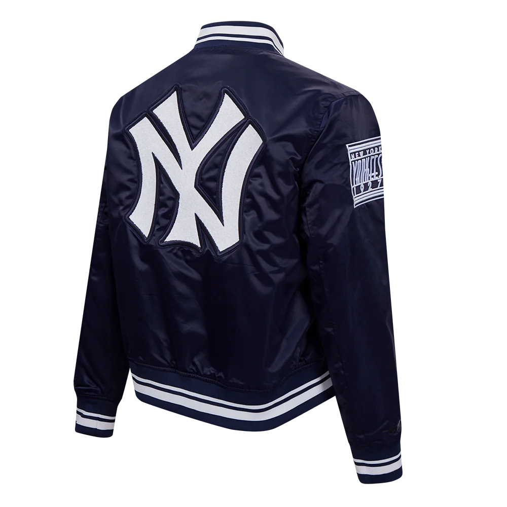 MLB NEW YORK YANKEES RETRO CLASSIC WOMEN'S RIB SATIN JACKET (MIDNIGHT NAVY) - Image 3