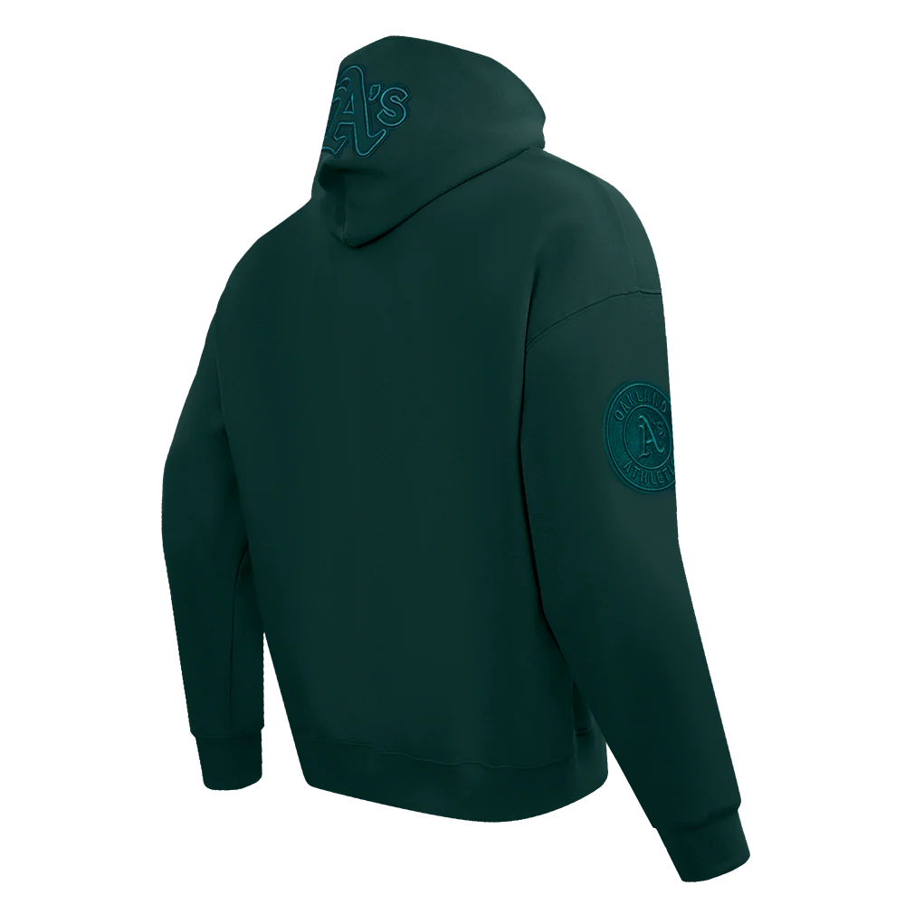 MLB OAKLAND ATHLETICS NEUTRAL MEN'S DROP SHOULDER FLEECE PULLOVER HOODIE (FOREST GREEN) - Image 4