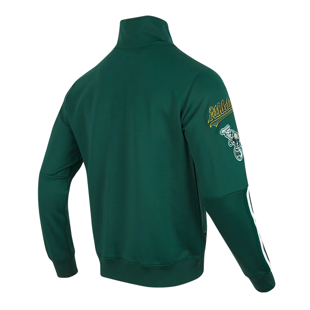 MLB OAKLAND ATHLETICS CLASSIC MEN'S DOUBLE KNIT TRACK JACKET (FOREST GREEN) - Image 4