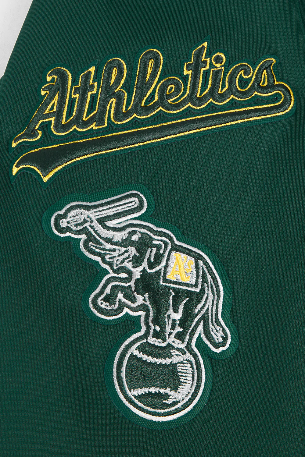 MLB OAKLAND ATHLETICS CLASSIC MEN'S DOUBLE KNIT TRACK JACKET (FOREST GREEN) - Image 6