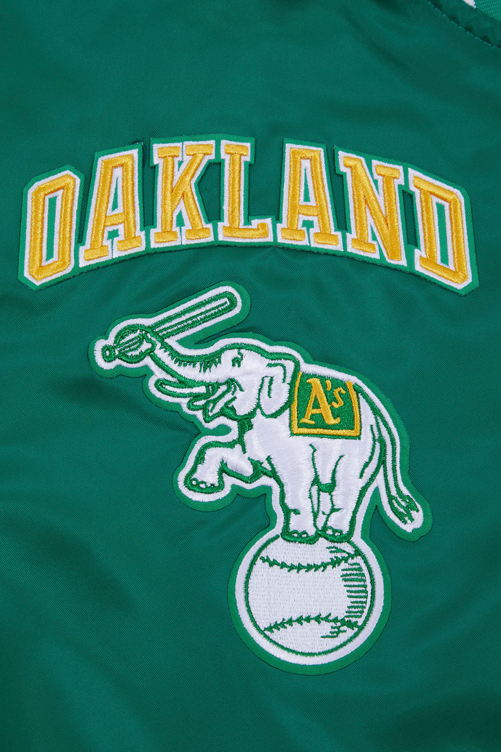 MLB OAKLAND ATHLETICS RETRO CLASSIC MEN'S RIB SATIN JACKET (KELLY GREEN) - Image 8