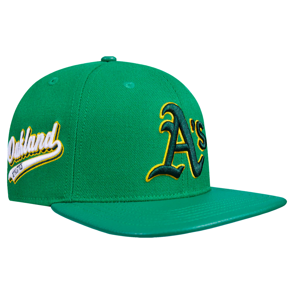 MLB OAKLAND ATHLETICS SCRIPT TAIL WOOL STRAPBACK (KELLY GREEN) - Image 3