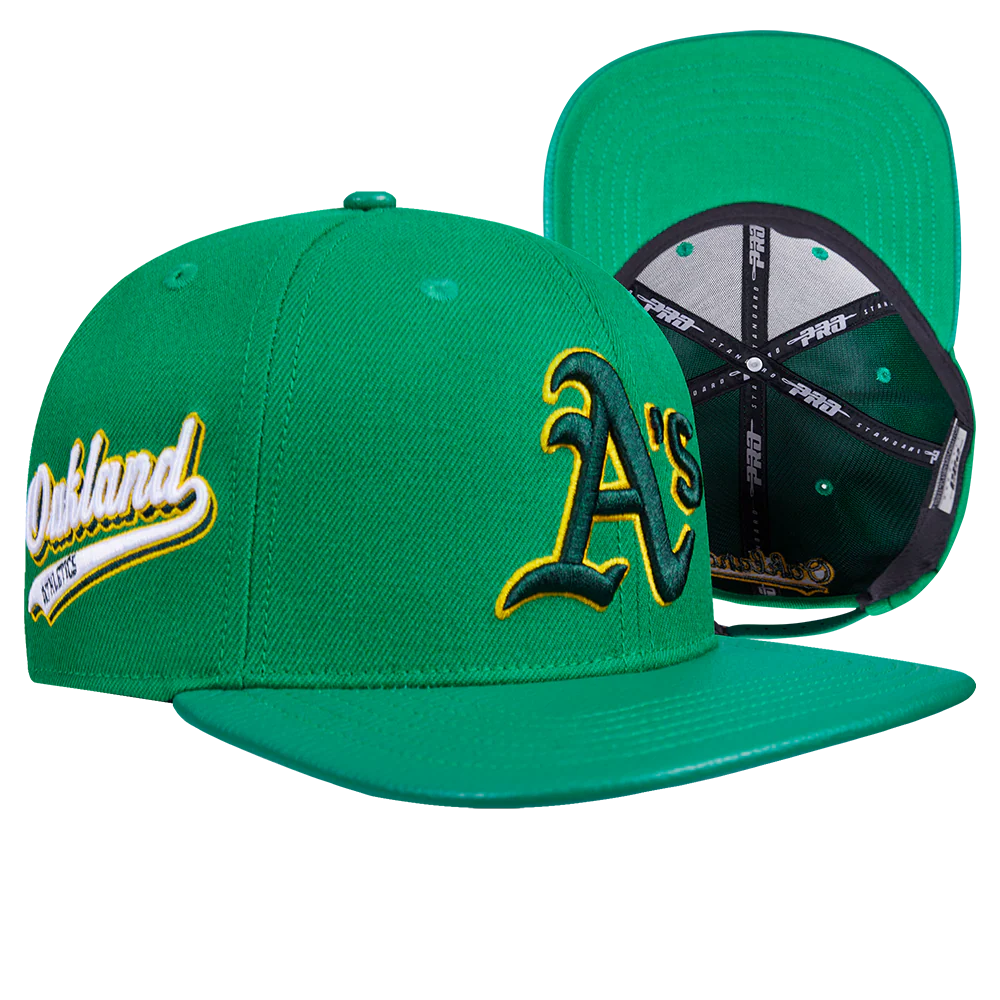MLB OAKLAND ATHLETICS SCRIPT TAIL WOOL STRAPBACK (KELLY GREEN) - Image 8