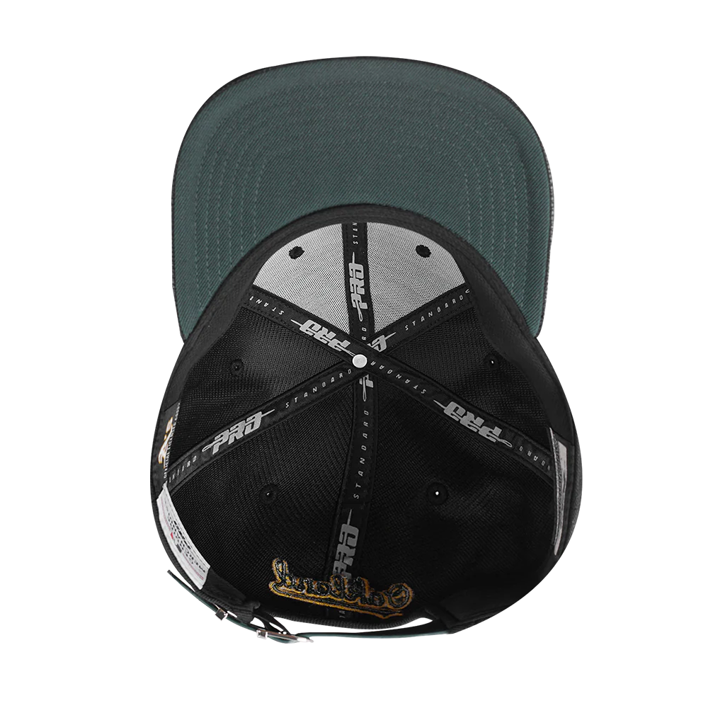 MLB OAKLAND ATHLETICS MASHUP UNISEX WOOL LEATHER STRAPBACK HAT (BLACK) - Image 6