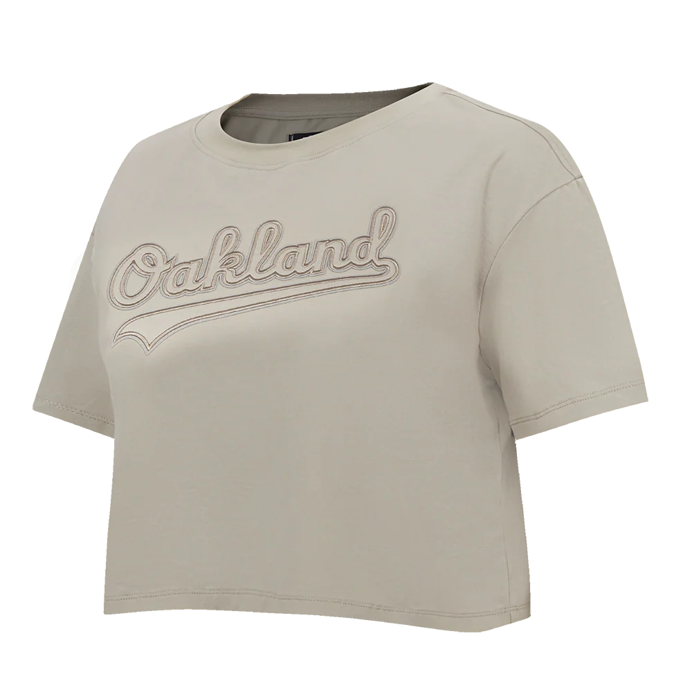 MLB OAKLAND ATHLETICS NEUTRALS SINGLE JERSEY BOXY TEE (TAUPE) - Image 2