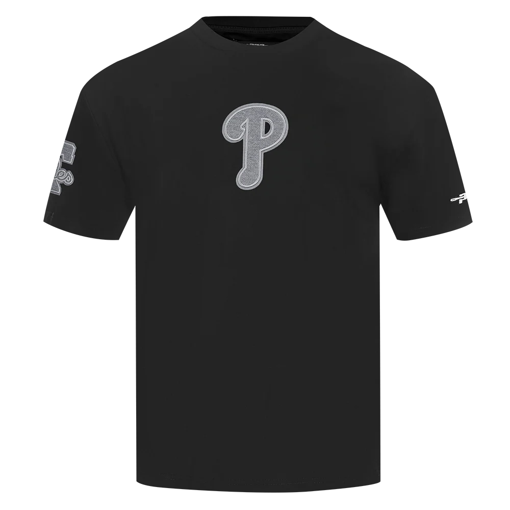 MLB PHILADELPHIA PHILLIES REVERSE FRENCH TERRY MEN'S COTTON JERSEY DROP SHOULDER TOP (BLACK) - Image 5