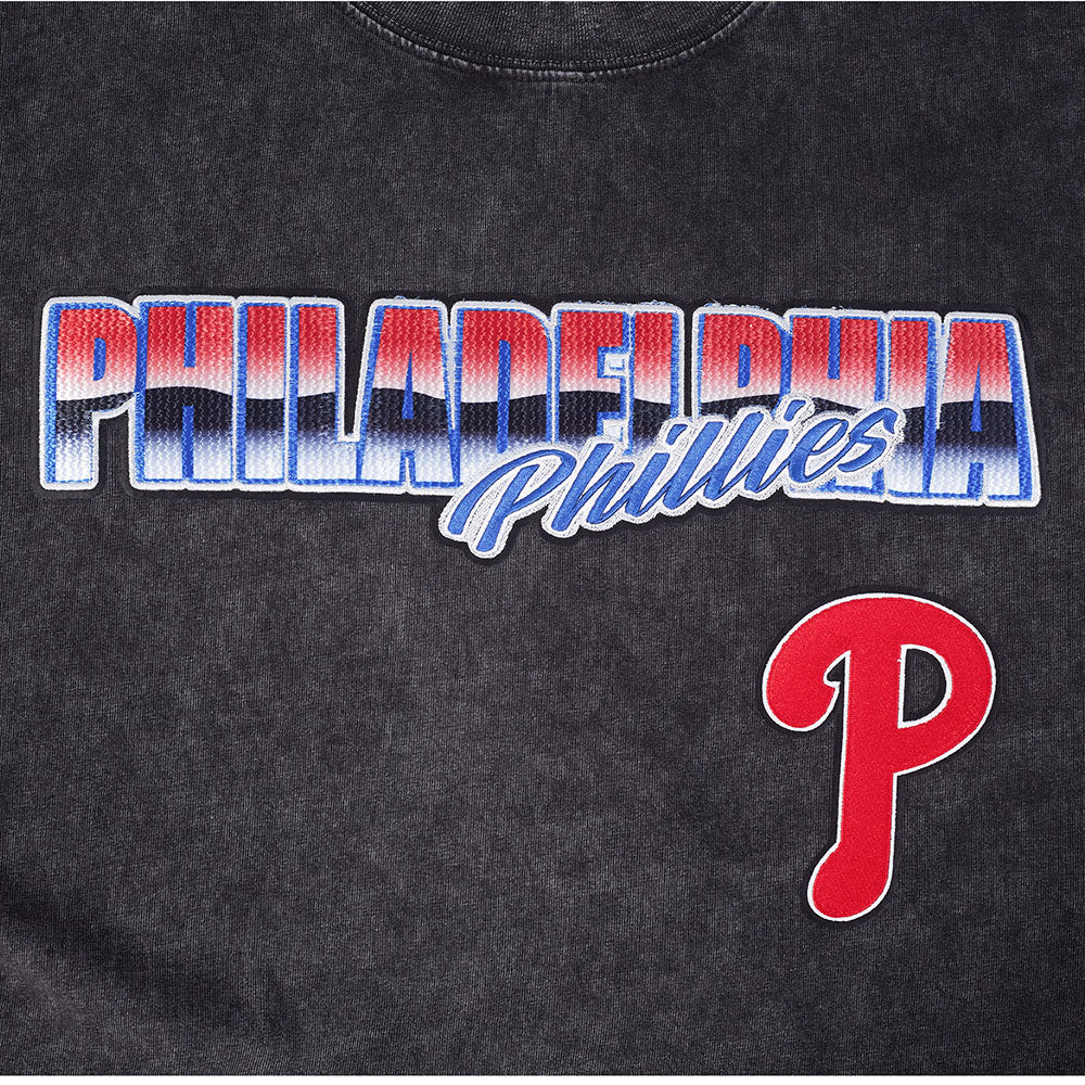 MLB PHILADELPHIA PHILLIES CHROME MEN'S CJ DROP SHOULDER TEE (WASHED BLACK) - Image 6
