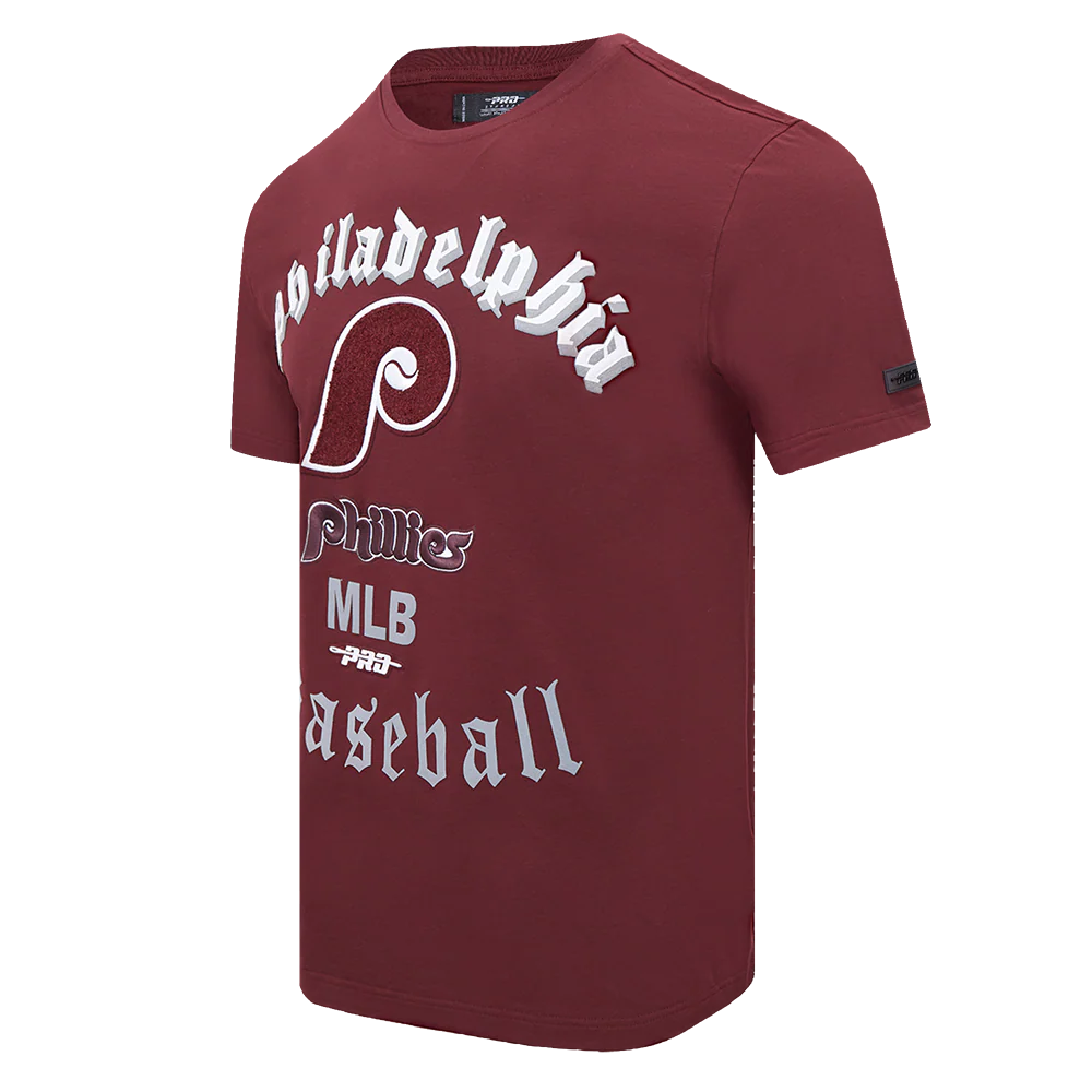 MLB PHILADELPHIA PHILLIES OLD ENGLISH MEN'S TOP (WINE) - Image 2