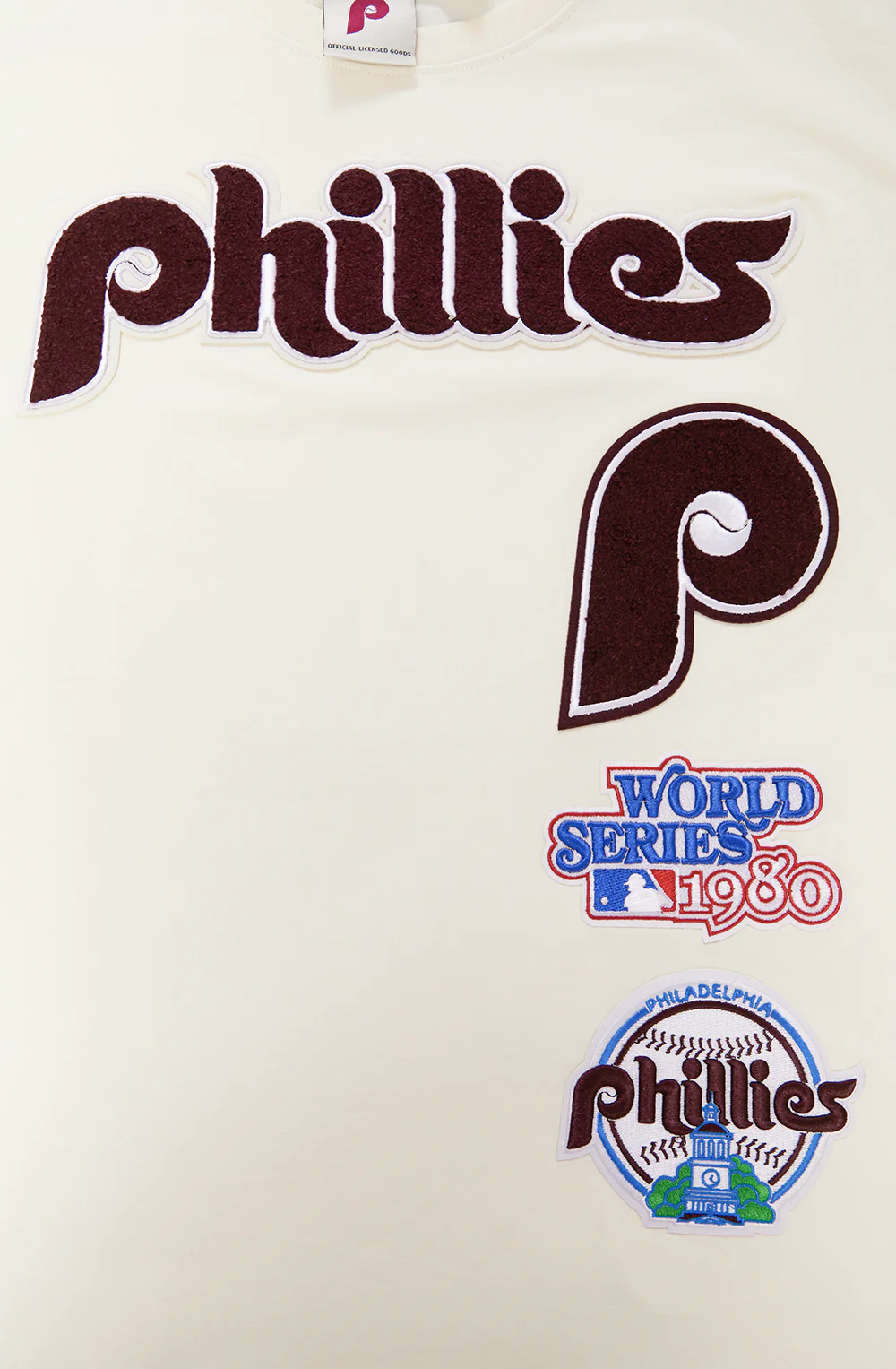 MLB PHILADELPHIA PHILLIES RETRO CLASSIC MEN'S STRIPED TOP (EGGSHELL/WINE) - Image 5