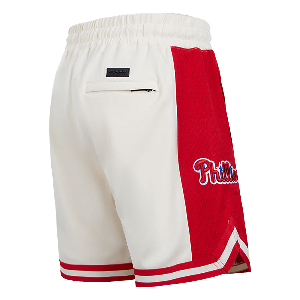 MLB PHILADELPHIA PHILLIES SCRIPT TAIL MEN'S DOUBLE KNIT 2.0 SHORT (EGGSHELL/ RED) - Image 4