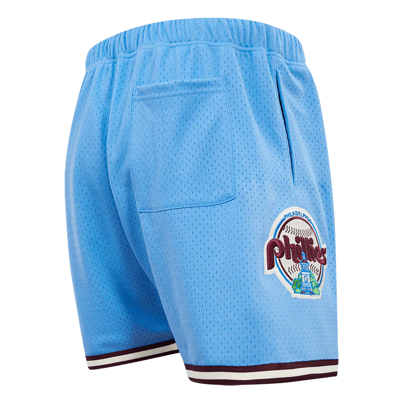 MLB PHILADELPHIA PHILLIES RETRO LOGO MEN'S MESH SHORT (UNIVERSITY BLUE/ WINE) - Image 4