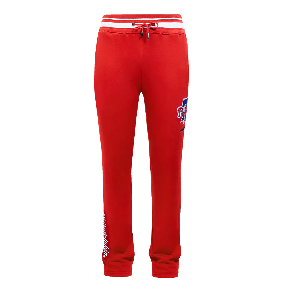 MLB PHILADELPHIA PHILLIES SCRIPT TAIL MEN'S RIB FLEECE SWEATPANT (RED) - Image 2