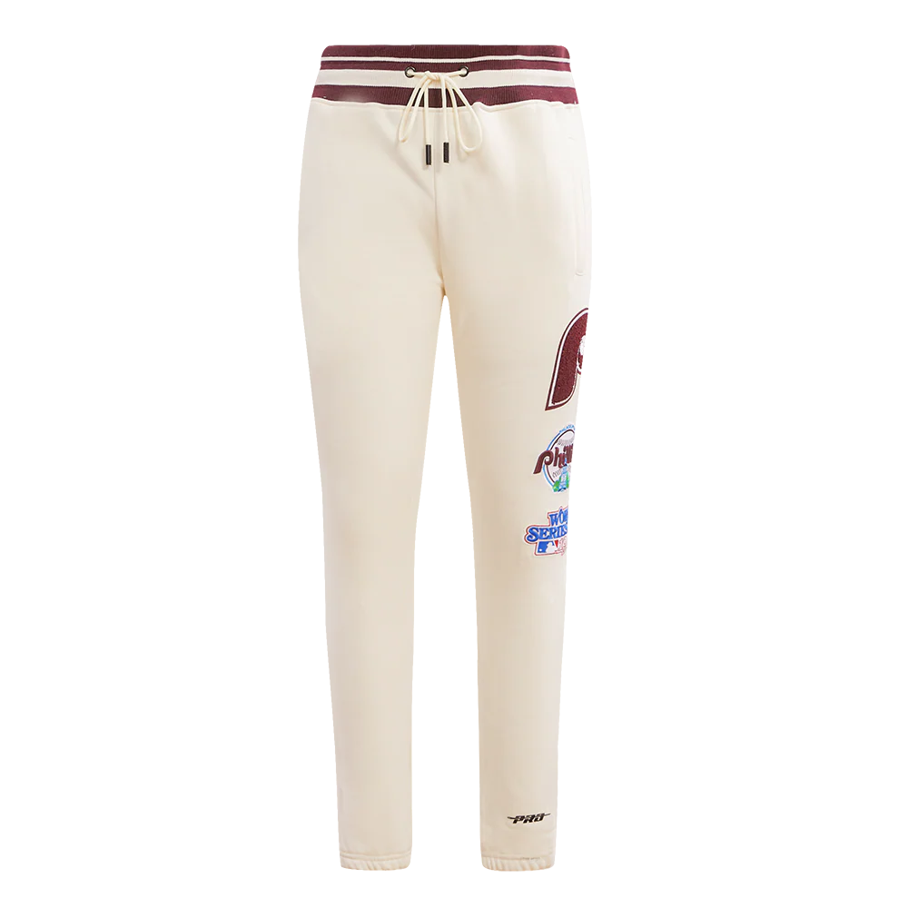 MLB PHILADELPHIA PHILLIES RETRO CLASSIC MEN'S SWEATPANT (EGGSHELL/WINE) - Image 2