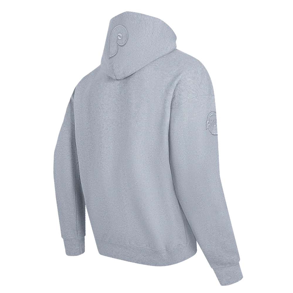 MLB PHILADELPHIA PHILLIES NEUTRAL MEN'S DROP SHOULDER PULLOVER HOODIE (DARK HEATHER GRAY) - Image 4