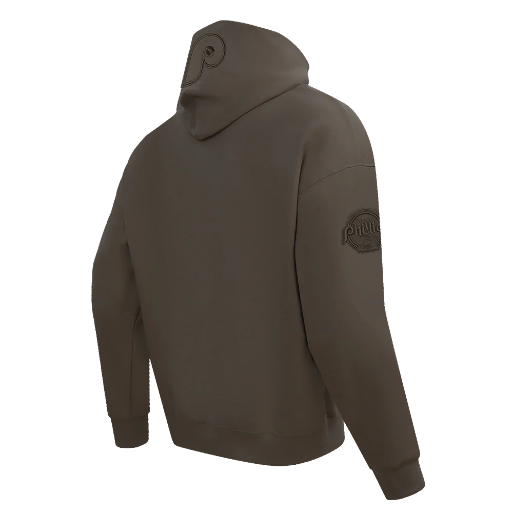 MLB PHILADELPHIA PHILLIES NEUTRAL MEN'S DROP SHOULDER PULLOVER HOODIE (DARK TAUPE) - Image 4