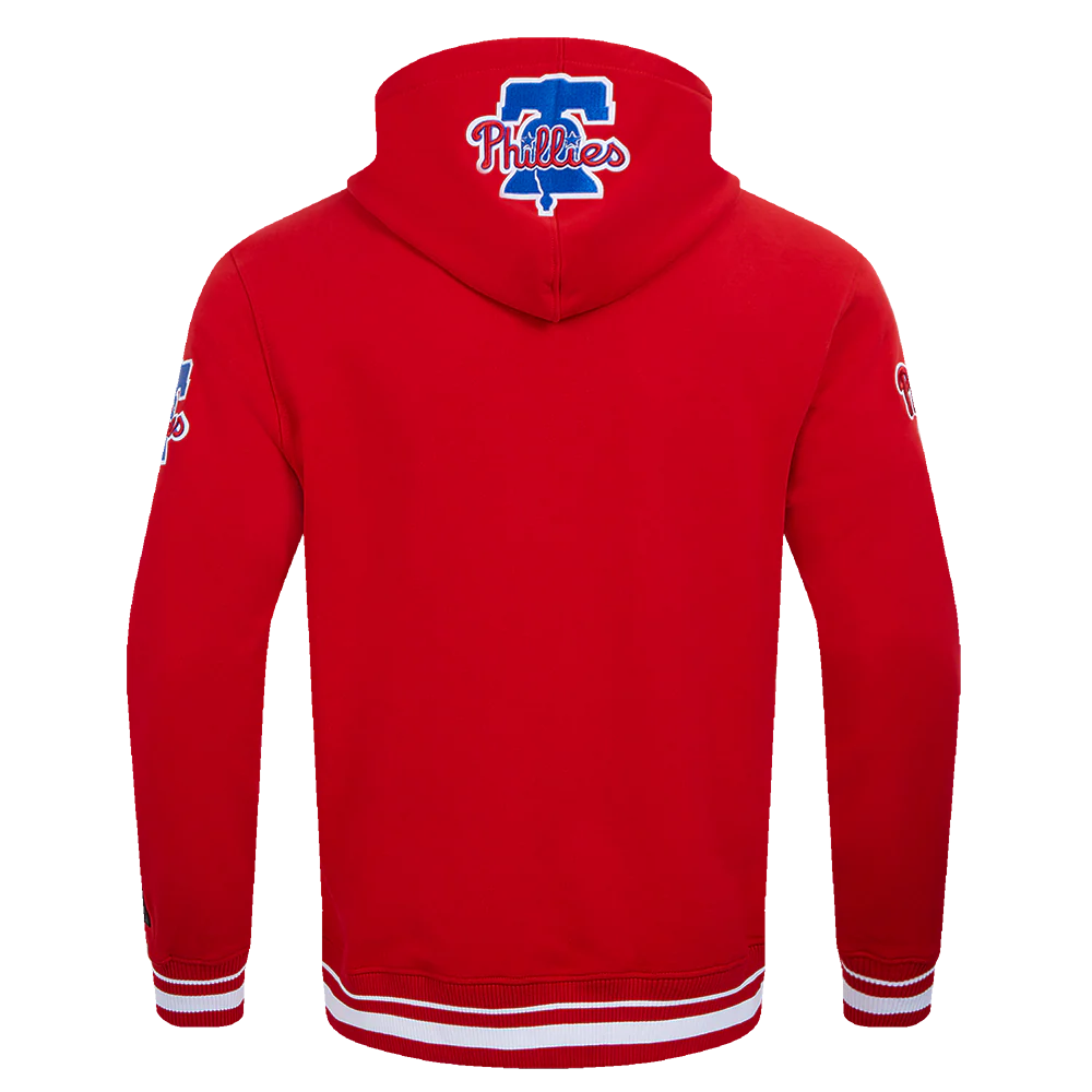 MLB PHILADELPHIA PHILLIES SCRIPT TAIL MEN'S RIB FLEECE PULLOVER HOODIE (RED) - Image 3