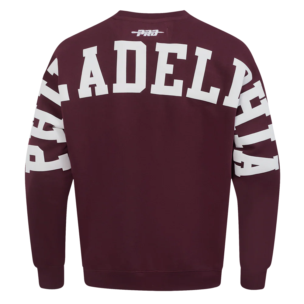 MLB PHILADELPHIA PHILLIES WINGSPAN MEN'S DROP SHOULDER FLEECE CREWNECK (WINE)