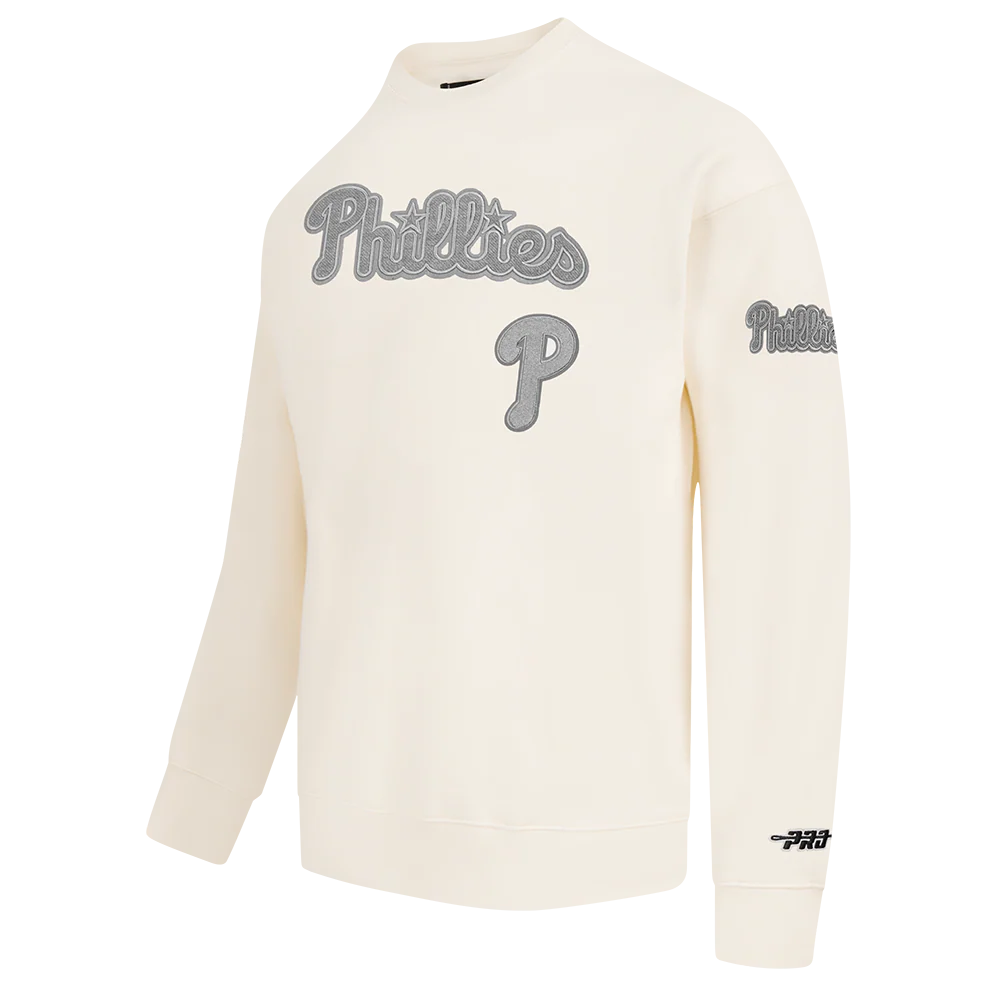 MLB PHILADELPHIA PHILLIES REVERSE FRENCH TERRY MEN'S DROP SHOULDER FLEECE CREWNECK (EGGSHELL) - Image 6
