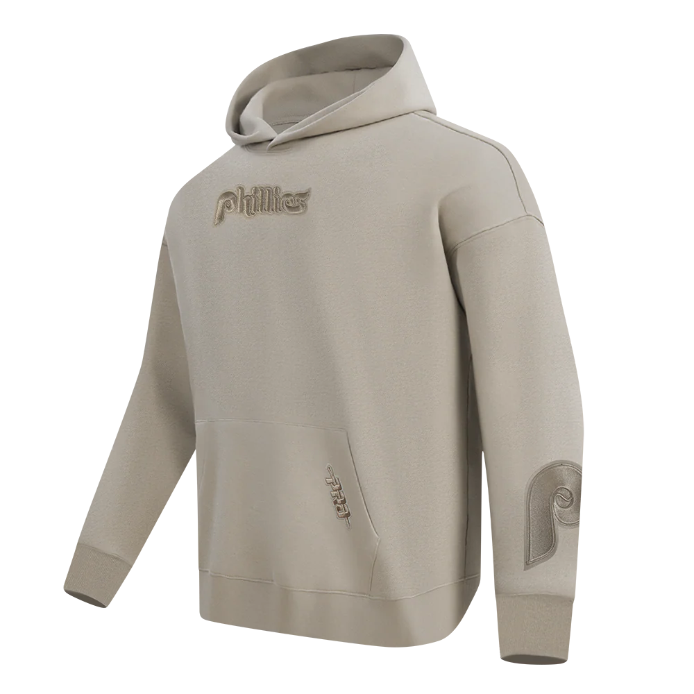 MLB PHILADELPHIA PHILLIES WINGSPAN MEN'S DROP SHOULDER FLC PO HOODIE (TAUPE) - Image 4
