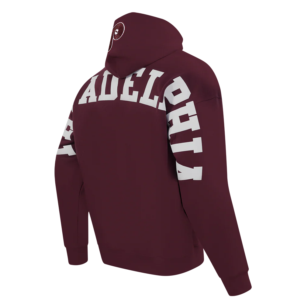 MLB PHILADELPHIA PHILLIES WINGSPAN MEN'S DROP SHOULDER FLC PO HOODIE (WINE) - Image 2