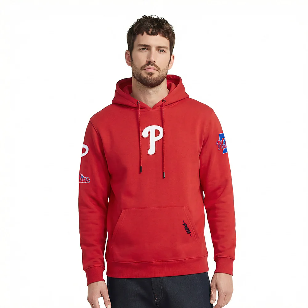 MLB PHILADELPHIA PHILLIES CLASSIC CHENILLE MEN'S DK PO HOODIE (RED)