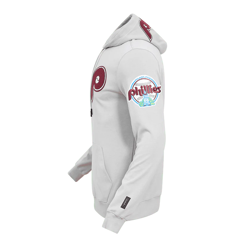 MLB PHILADELPHIA PHILLIES CLASSIC CHENILLE MEN'S PULLOVER HOODIE (GRAY) - Image 5