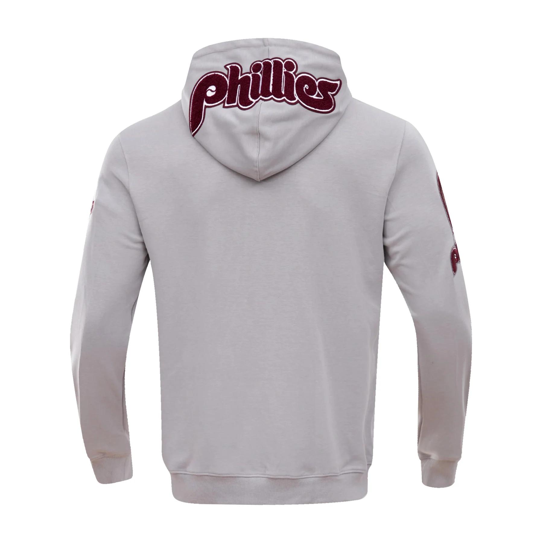 MLB PHILADELPHIA PHILLIES CLASSIC CHENILLE MEN'S FULL ZIP PULLOVER HOODIE (GRAY) - Image 4