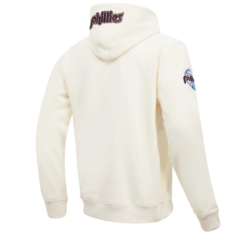 MLB PHILADELPHIA PHILLIES OLD ENGLISH MEN'S PULLOVER HOODIE (EGGSHELL) - Image 4