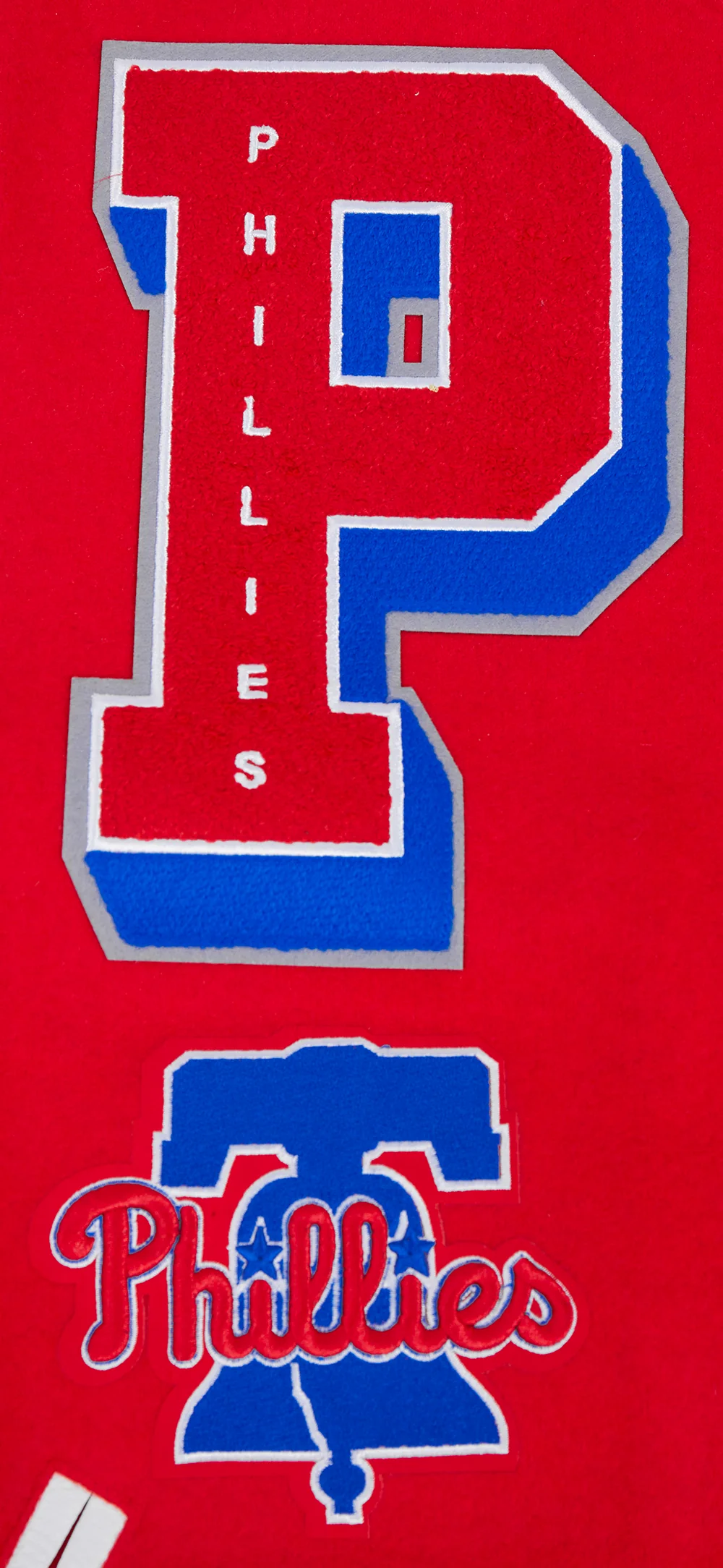 MLB PHILADELPHIA PHILLIES MASHUP MEN'S RIB WOOL VARSITY JACKET (RED/WHITE) - Image 8