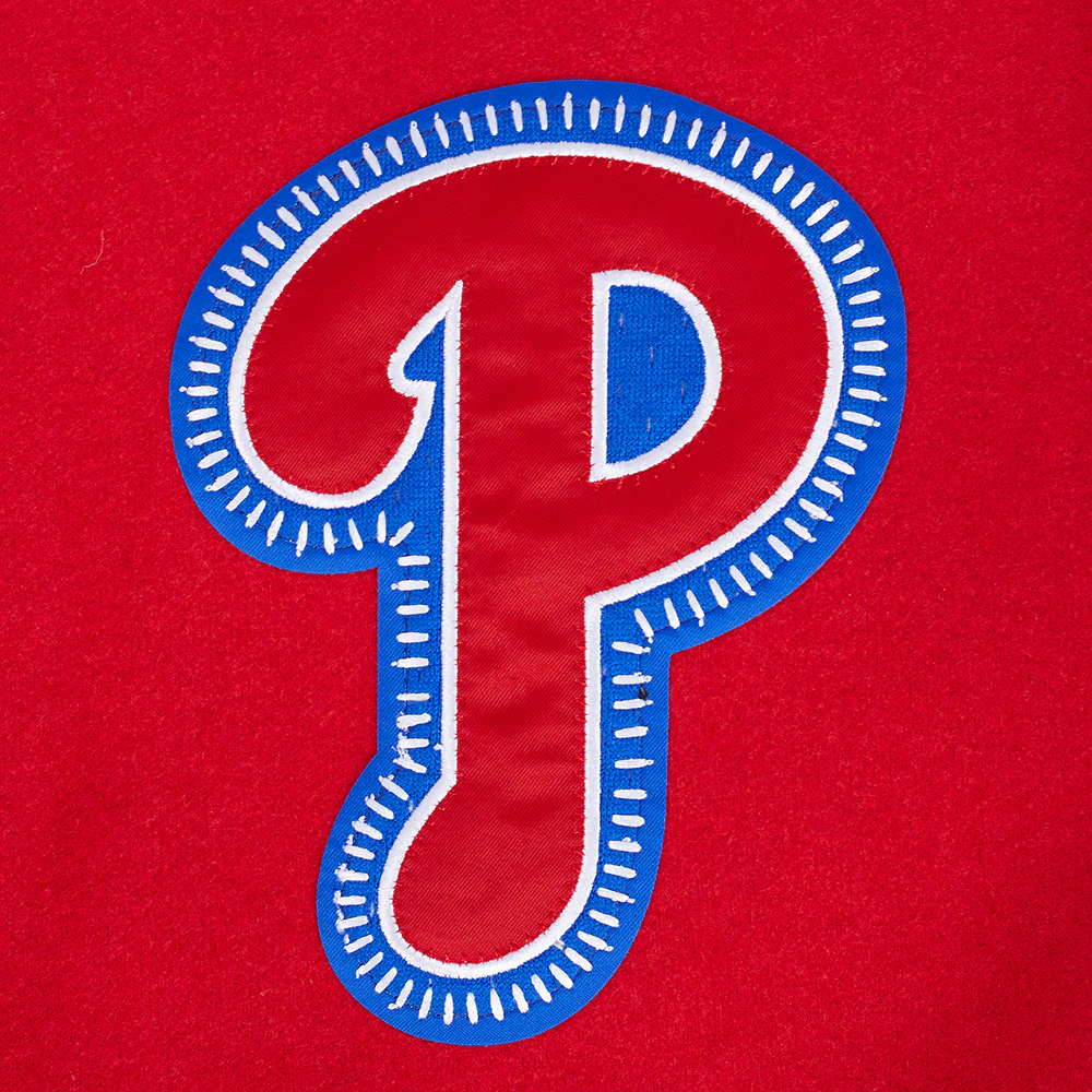 MLB PHILADELPHIA PHILLIES DIY PICK STITCH MEN'S RIB WOOL VARSITY JACKET (RED/WHITE) - Image 14