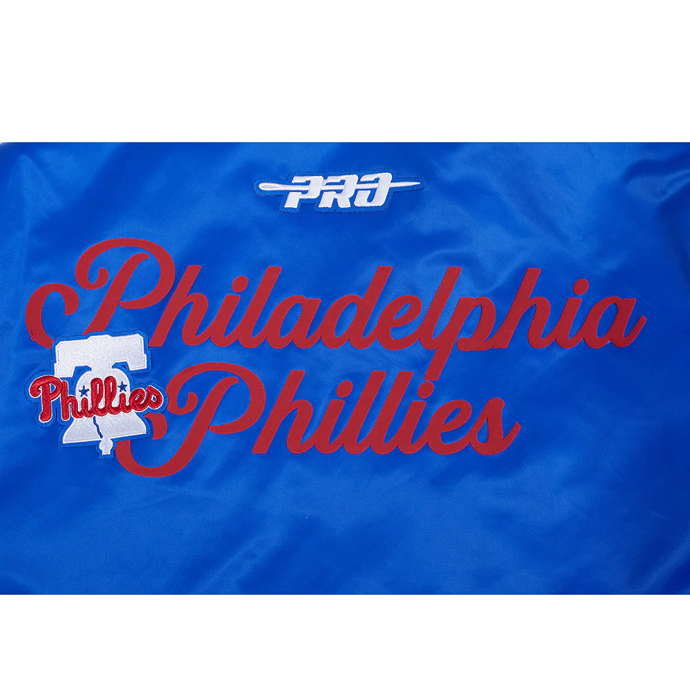 MLB PHILADELPHIA PHILLIES SOUVENIR MEN'S SATIN JACKET (ROYAL BLUE) - Image 9