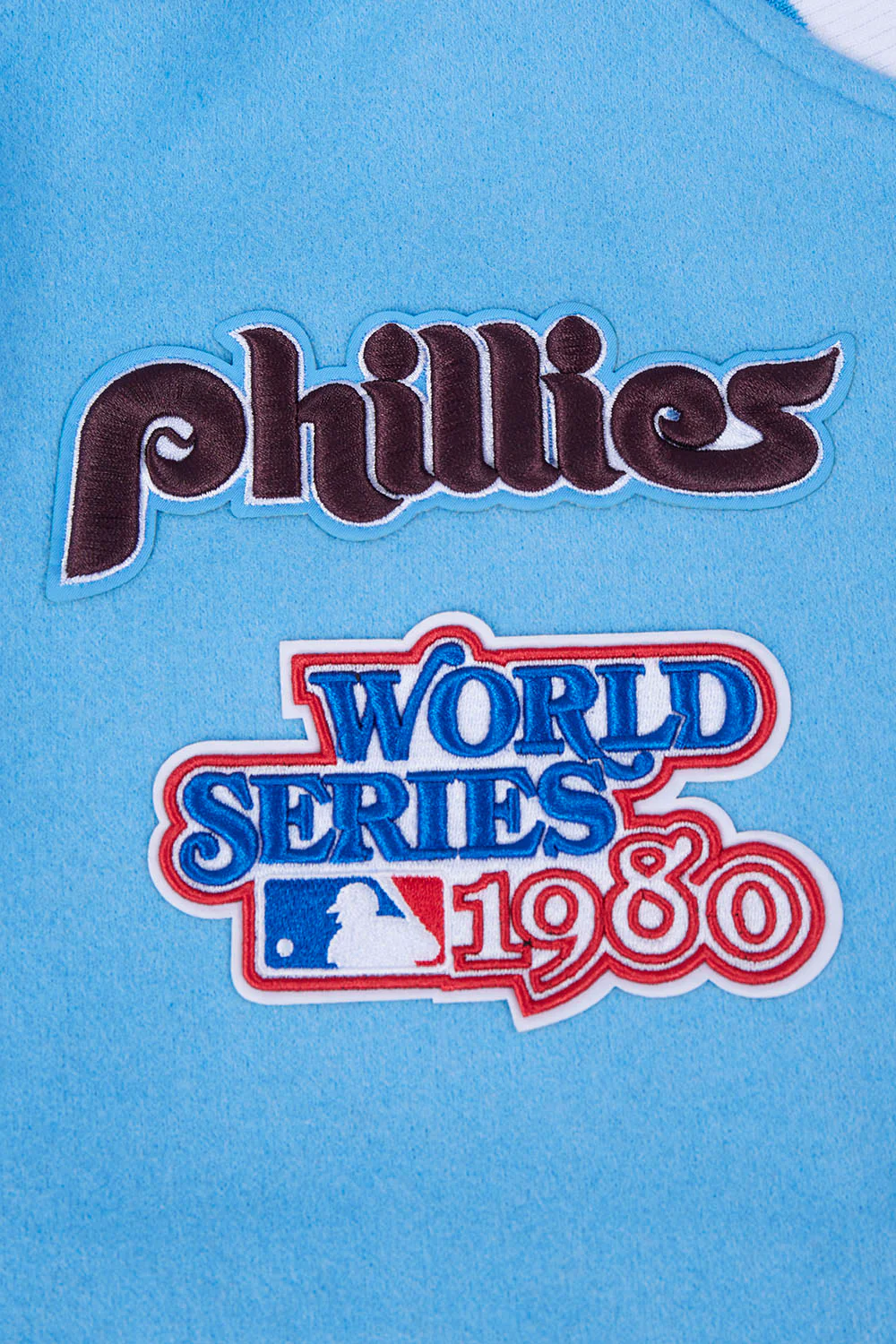 MLB PHILADELPHIA PHILLIES RETRO CLASSIC MEN'S RIB WOOL VARSITY JACKET (UNIVERSITY BLUE/WHITE) - Image 6