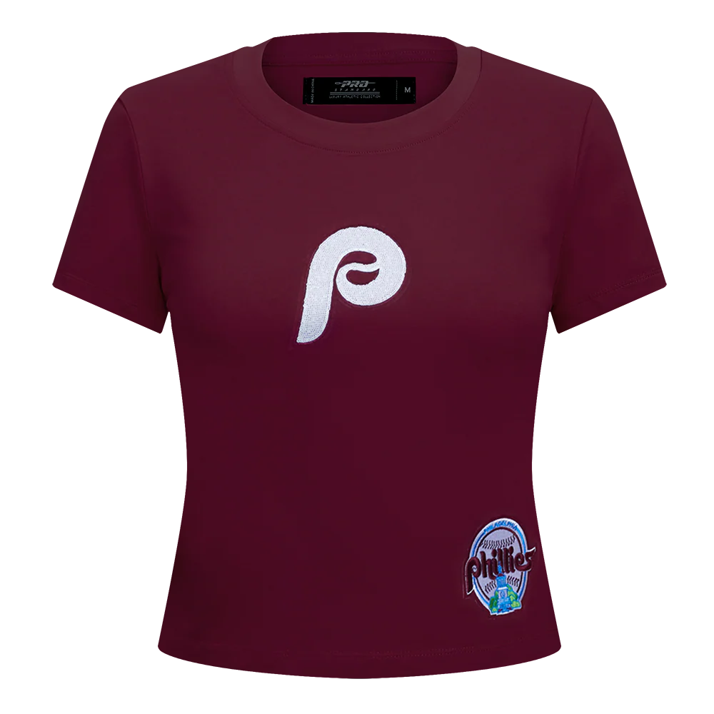 MLB PHILADELPHIA PHILLIES GAME DAY CLASSICS WOMEN'S SINGLE JERSEY BABY DOLL TOP (WINE) - Image 3