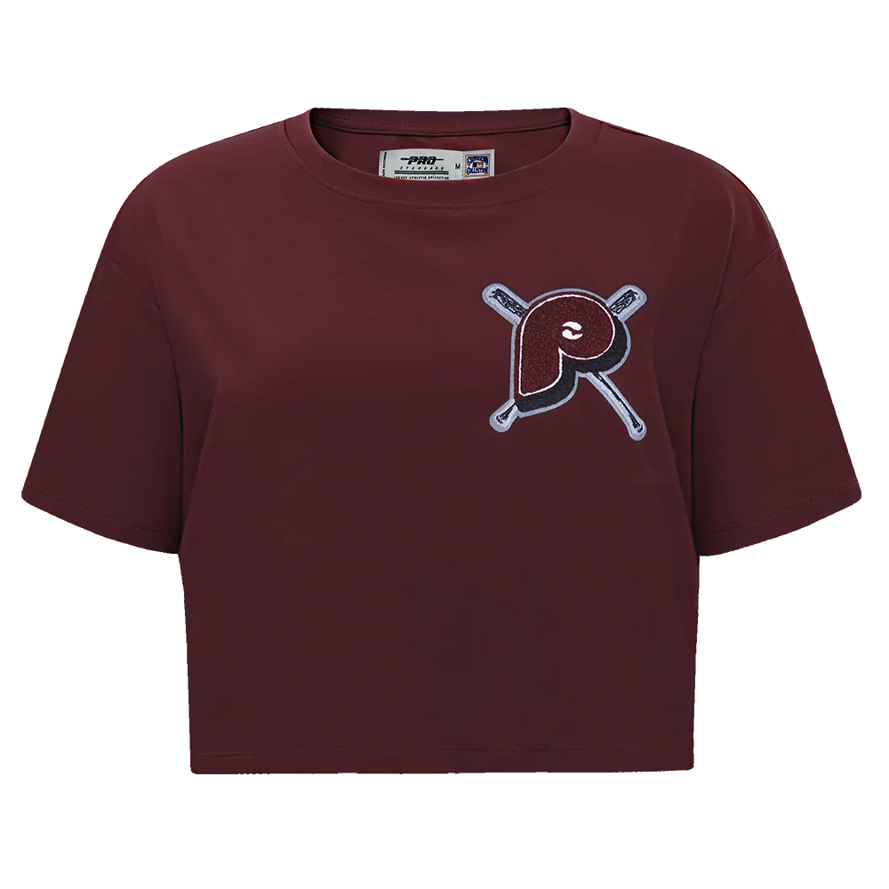 MLB PHILADELPHIA PHILLIES MASHUP WOMEN'S BOXY TOP (WINE)
